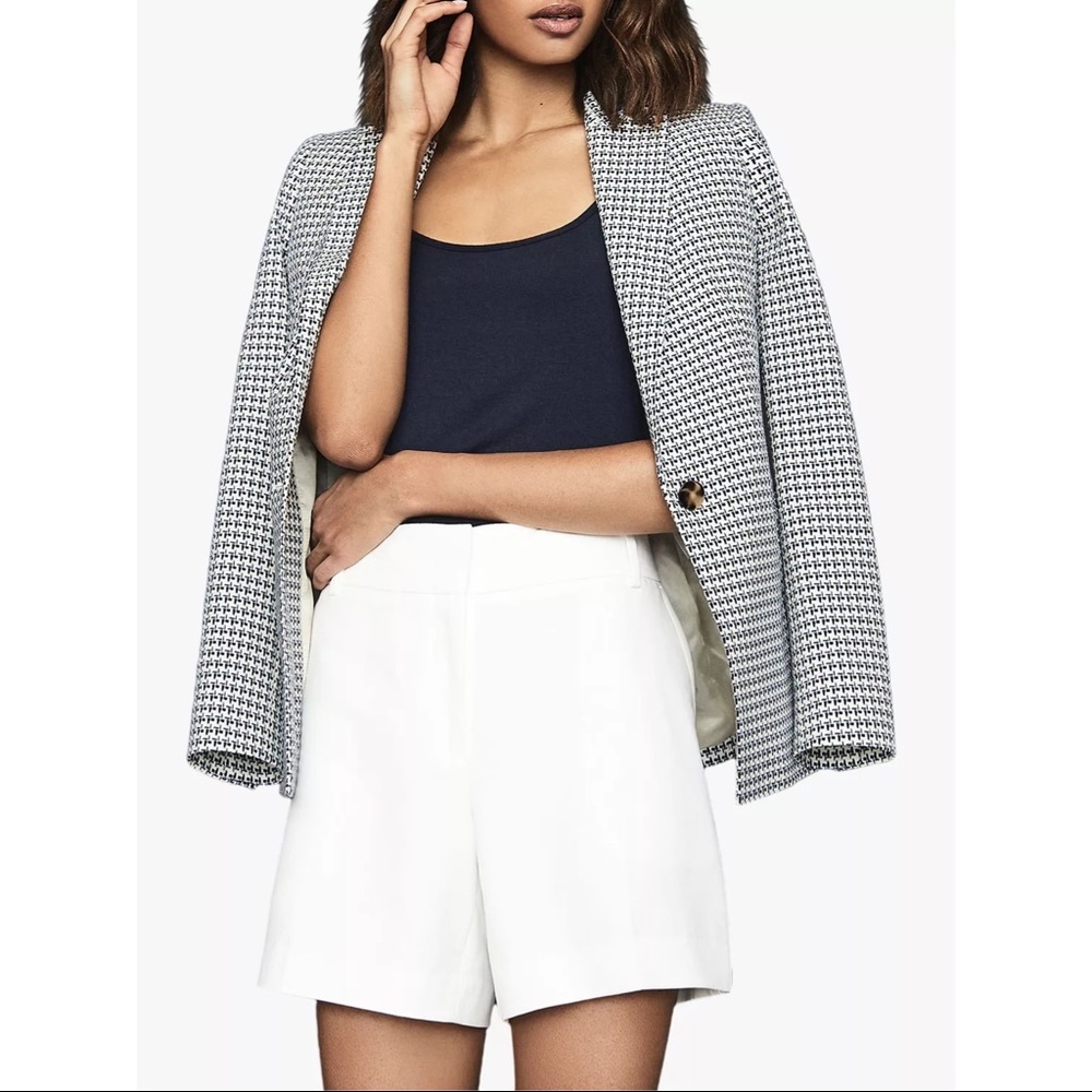 Reiss Carley geometric-print stretch-cotton blazer